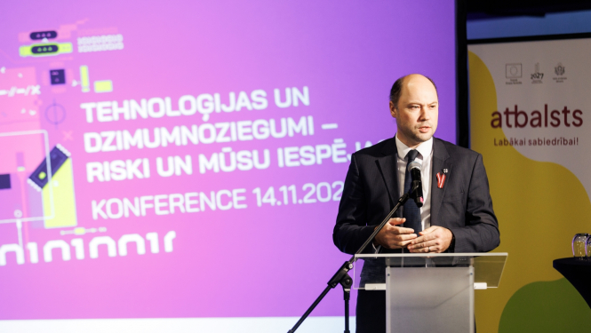 VPD vadītājs Imants Jurevičius uzrunā konferences dalībniekus